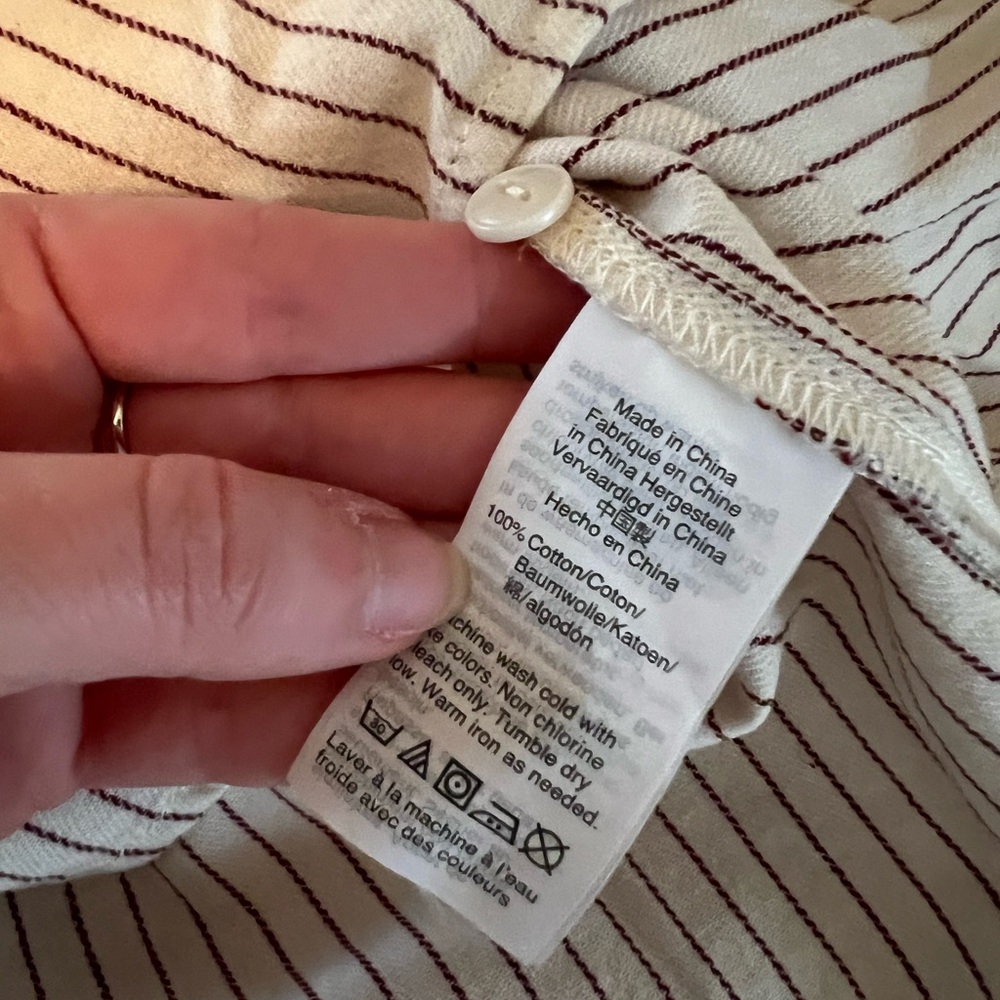 Madewell Striped Cream and Brown Women's Top XXS - Picture 5 of 5